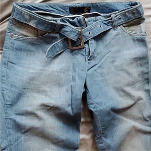 Roberto Cavalli belted Jeans, size 32 waist and hemmed to 30” inseam